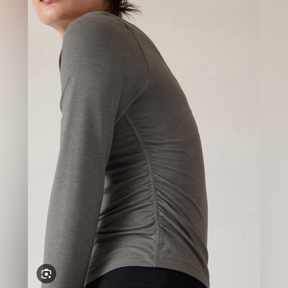 ATHLETA With Ease Cinch Top. L | Grey Heather NEW - Picture 2 of 3